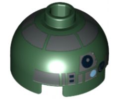 Brick, Round 2 x 2 Dome Top with Pearl Dark Gray Pattern (R4-P44)