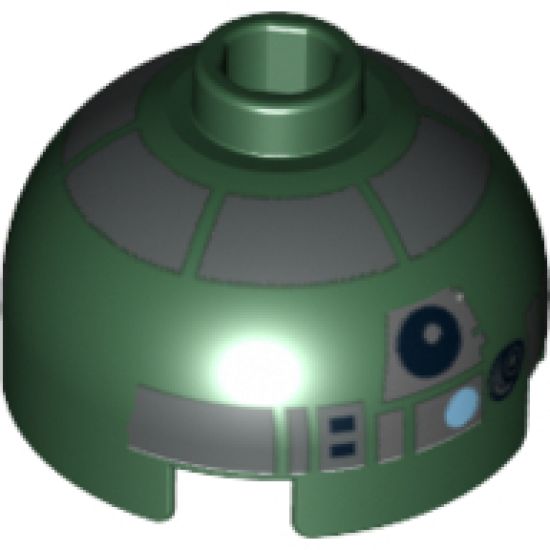 Brick, Round 2 x 2 Dome Top with Pearl Dark Gray Pattern (R4-P44)