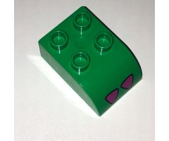 Duplo, Brick 2 x 3 with Curved Top and Alligator / Crocodile Foot Pattern