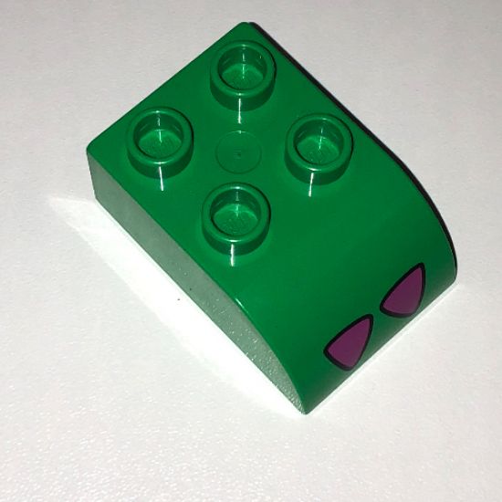 Duplo, Brick 2 x 3 with Curved Top and Alligator / Crocodile Foot Pattern