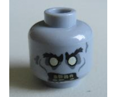 Minifigure, Head Alien with White Eyes and Yellowed Teeth with One Missing Tooth Pattern (Zombie) - Blocked Open Stud