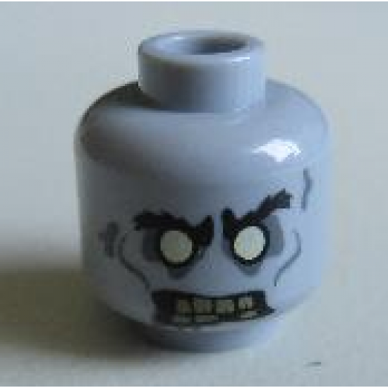 Minifigure, Head Alien with White Eyes and Yellowed Teeth with One Missing Tooth Pattern (Zombie) - Blocked Open Stud