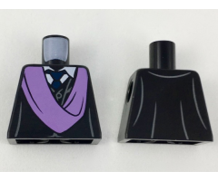 Torso Robe with Medium Lavender Sash, White Collar with Dark Blue Tie Pattern