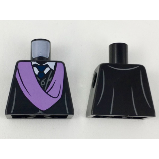 Torso Robe with Medium Lavender Sash, White Collar with Dark Blue Tie Pattern
