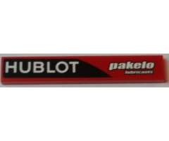 Tile 1 x 6 with 'HUBLOT' and 'pakelo lubricants' Pattern Model Left Side (Sticker) - Set 75908