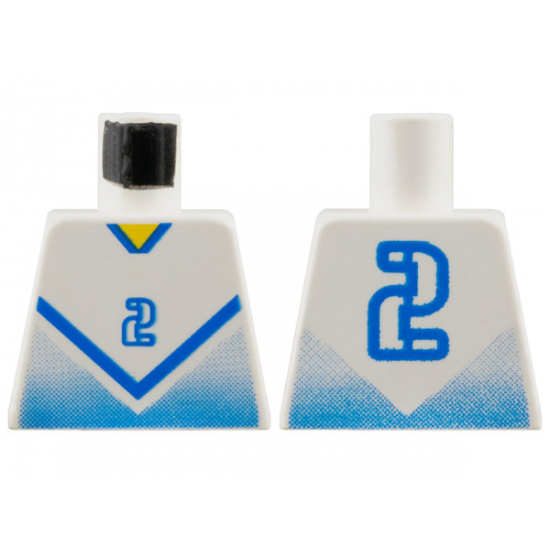 Torso Soccer Blue Chevron and No. 2 Front and Back Pattern