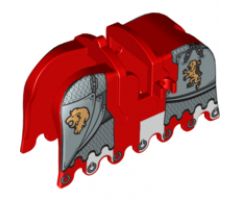 Animal, Accessory Horse Barding, Ruffled Edge with Gold Lions and Silver Plate Armor Pattern