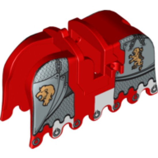 Animal, Accessory Horse Barding, Ruffled Edge with Gold Lions and Silver Plate Armor Pattern