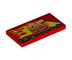 Tile 2 x 4 with Lightning, Exhaust Pipes, Centered '95' and Flames Pattern Model Right Side