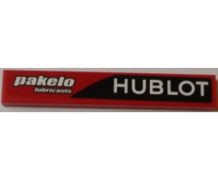 Tile 1 x 6 with 'HUBLOT' and 'pakelo lubricants' Pattern Model Right Side (Sticker) - Set 75908