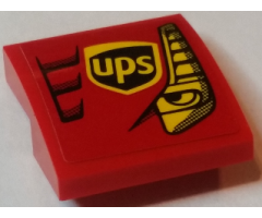 Slope, Curved 2 x 2 with Yellow Eye, ups Logo and Red Vents Pattern Model Left Side (Sticker) - Set 75908