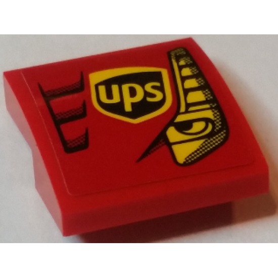 Slope, Curved 2 x 2 with Yellow Eye, ups Logo and Red Vents Pattern Model Left Side (Sticker) - Set 75908