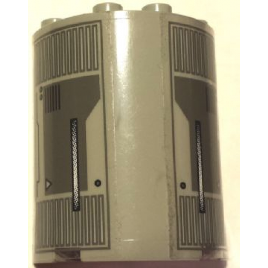 Cylinder Half 2 x 4 x 4 with Engine Detail Pattern on Left and Right Sides (Stickers) - Set 7191