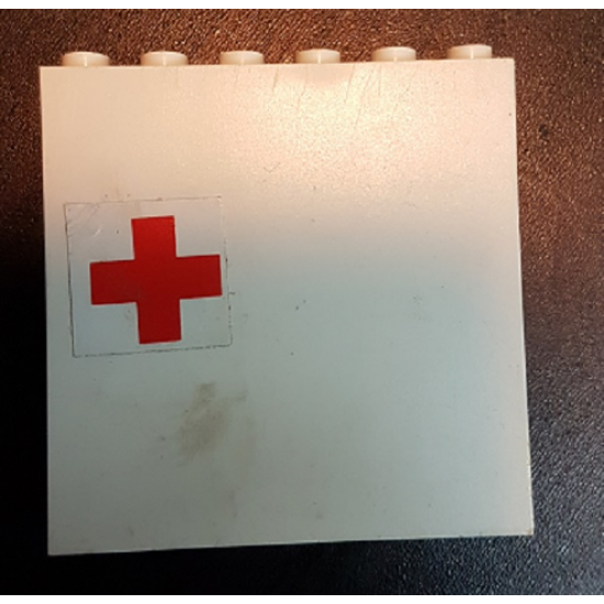 Brick 1 x 6 x 5 with Red Cross Pattern (Sticker) - Set 231-1