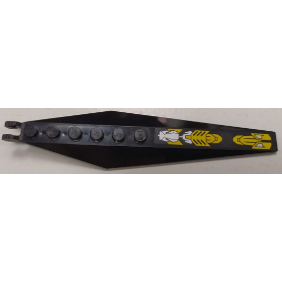 Hinge Plate 3 x 12 with Angled Side Extensions and Tapered Ends with Silver and Yellow Circuit Pattern (Sticker) - Set 8117
