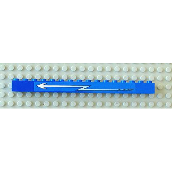 Brick 1 x 16 with White Zigzag Arrow Left Pattern (Sticker) - Sets 4560 / 4561