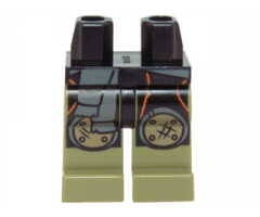 Hips and Olive Green Legs with Black and Orange Loincloth, Scarf and Dark Tan Round Knee Pads Pattern