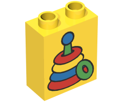 Duplo, Brick 1 x 2 x 2 with Stacking Toy Pattern