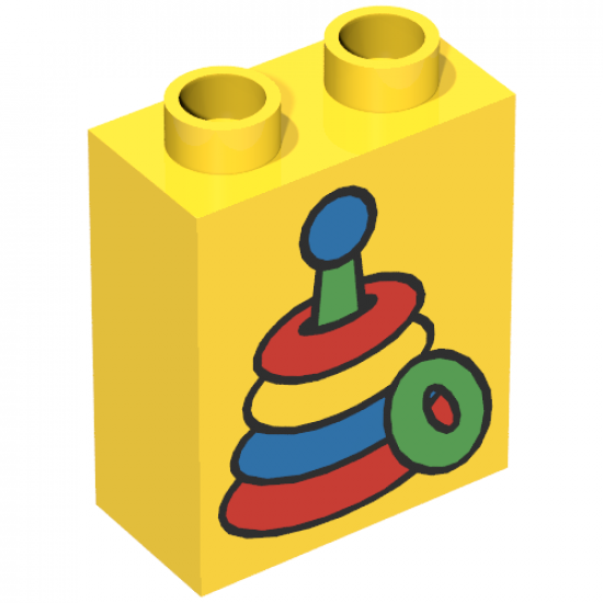 Duplo, Brick 1 x 2 x 2 with Stacking Toy Pattern