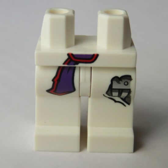 Hips and Legs with Dark Purple and Red Sash, Silver Robotic Leg under Tear Pattern