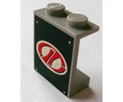 Panel 1 x 2 x 2 - Solid Studs with Red Stylized 'LT' on White Oval Racing Logo Pattern (Sticker) - Set 8408