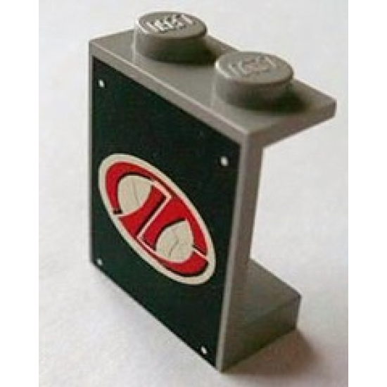Panel 1 x 2 x 2 - Solid Studs with Red Stylized 'LT' on White Oval Racing Logo Pattern (Sticker) - Set 8408
