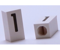 Tile, Modified 1 x 2 x 5/6 with Stud Hole in End and Black '1' Pattern