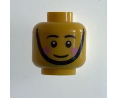 Minifigure, Head Black Eyebrows, Pink Cheeks, Chin Strap, White Pupils Pattern - Blocked Open Stud
