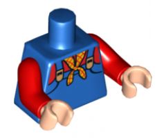 Torso Western Outfit Overalls with Checkered Bandana Pattern (Stinky Pete) / Red Arms / Light Nougat Hands