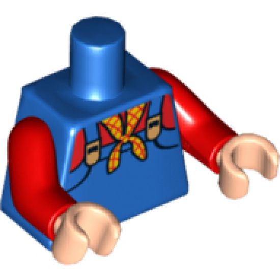 Torso Western Outfit Overalls with Checkered Bandana Pattern (Stinky Pete) / Red Arms / Light Nougat Hands