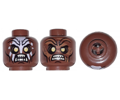 Minifigure, Head Dual Sided LotR Lurtz Scowling / Handprint Pattern - Blocked Open Stud
