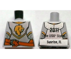 Torso Castle Kingdoms Gold Lion Head Front, 2011 The LEGO Store Sunrise, FL Back Pattern