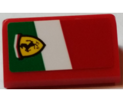 Slope 30 1 x 2 x 2/3 with Ferrari Logo on Italian Flag Background Pattern Model Left Side (Sticker) - Set 75908