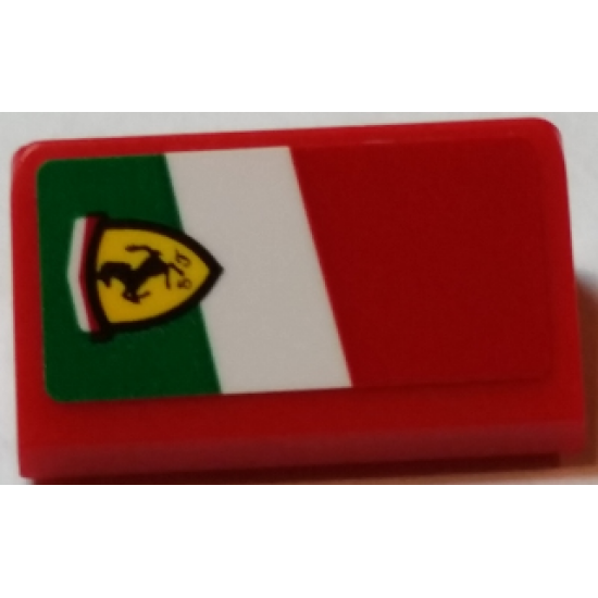 Slope 30 1 x 2 x 2/3 with Ferrari Logo on Italian Flag Background Pattern Model Left Side (Sticker) - Set 75908