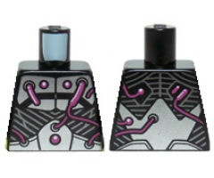 Torso Armor with Silver Metal Plates and Dark Pink Electrical Wires and Buttons Pattern