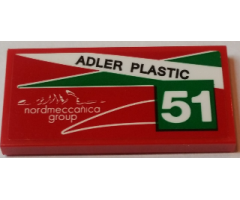 Tile 2 x 4 with 'ADLER PLASTIC', '51' and 'nordmeccanica group' Pattern Model Right Side (Sticker) - Set 75908