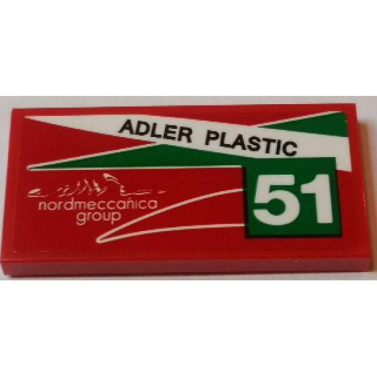 Tile 2 x 4 with 'ADLER PLASTIC', '51' and 'nordmeccanica group' Pattern Model Right Side (Sticker) - Set 75908