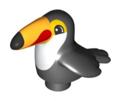 Duplo, Animal Bird Toucan with White Chest and Bright Light Orange Beak Pattern