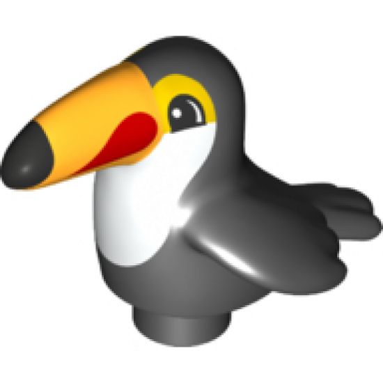 Duplo, Animal Bird Toucan with White Chest and Bright Light Orange Beak Pattern