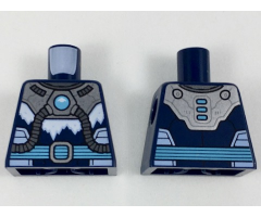 Torso Armor with Medium Azure Round Crystal and Belt, Silver Tubes and Buckle and White Ice Pattern