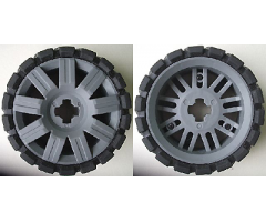 Wheel & Tire Assembly 72 x 34 with Black Tire 94 x 40 Balloon Offset Tread