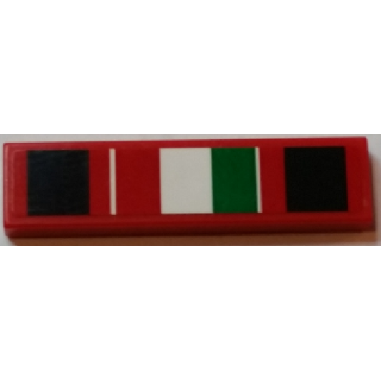 Tile 1 x 4 with Italian Flag and Black Squares on Red Background Pattern (Sticker) - Set 75908