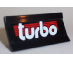 Vehicle Spoiler / Plow Blade 6 x 3 with Hinge with White 'turbo' on Red Stripes Pattern (Sticker) - Set 6639