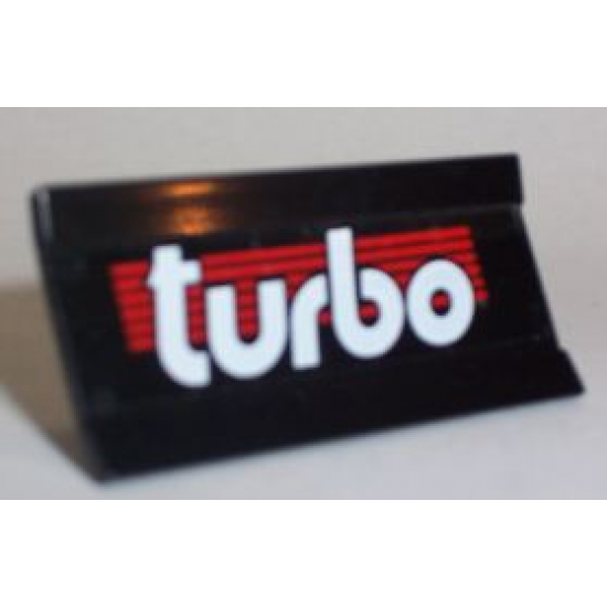 Vehicle Spoiler / Plow Blade 6 x 3 with Hinge with White 'turbo' on Red Stripes Pattern (Sticker) - Set 6639