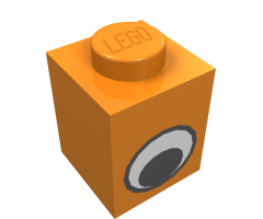 Brick 1 x 1 with Eye Simple Black and White Pattern