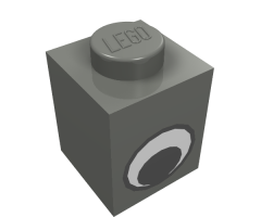 Brick 1 x 1 with Eye Simple Black and White Pattern