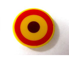 Tile, Round 2 x 2 with Red Circle and Brown Dot (British Roundel) Pattern (Sticker) - Set 4778