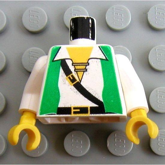 Torso Pirate Green Vest, Open Shirt, and Black Crossbelt Pattern / White Arms / Yellow Hands