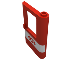 Door 1 x 4 x 5 Train Right with White Stripe and Train Logo Pattern