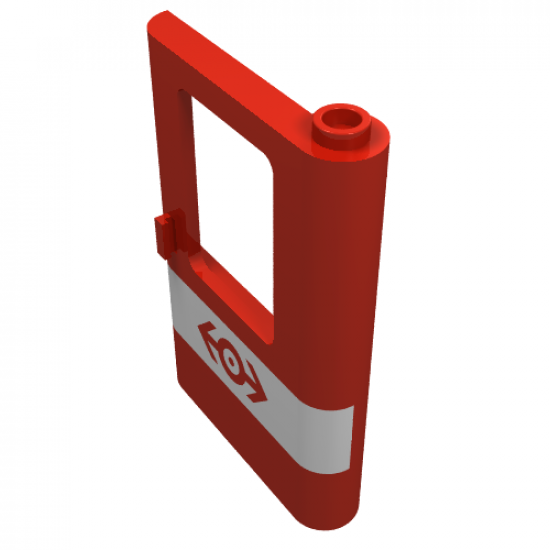 Door 1 x 4 x 5 Train Right with White Stripe and Train Logo Pattern